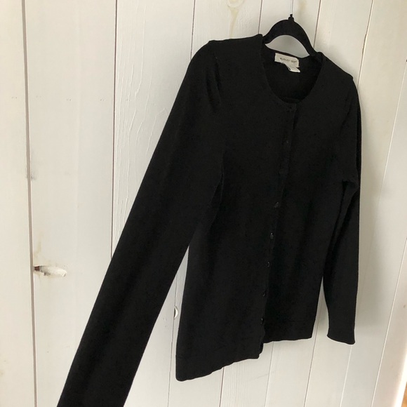August Silk Black Silk Blend Soft Button Down Long Sleeve Cardigan Size Small - Picture 6 of 12